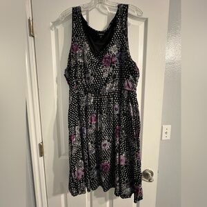 Torrid Black Polka Dot Floral Scoop Neck Sleeveless Dress - 3